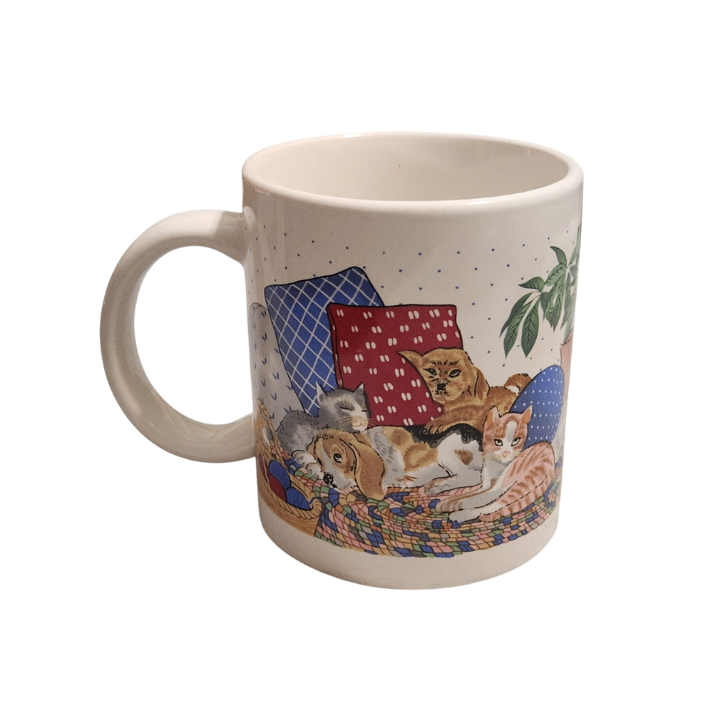JSNY‎ Ceramic Mug Dogs and Cats Design White 12oz Coffee Cup